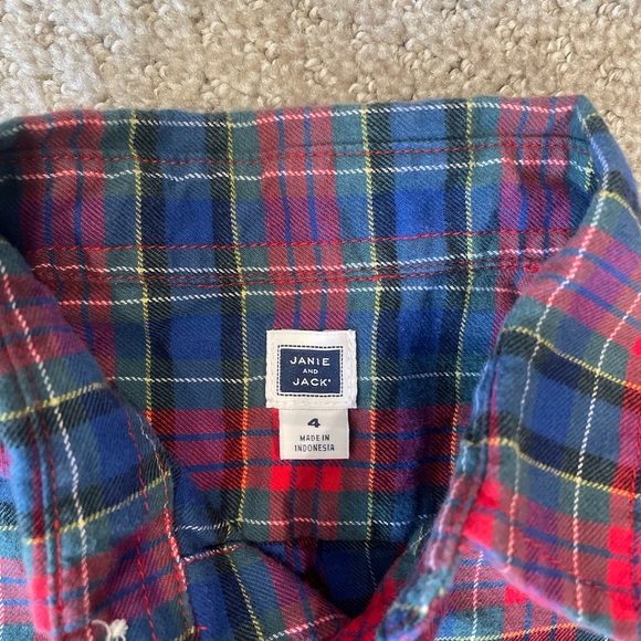 Janie and Jack Boys toddler button down plaid print shirt size 4T - Picture 2 of 3